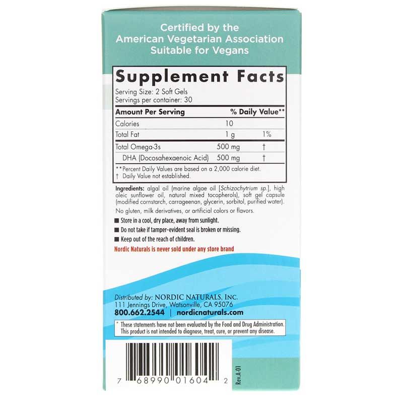 Algae DHA, 60 Softgels | ДГК водорослей, 60 гелевых капсул