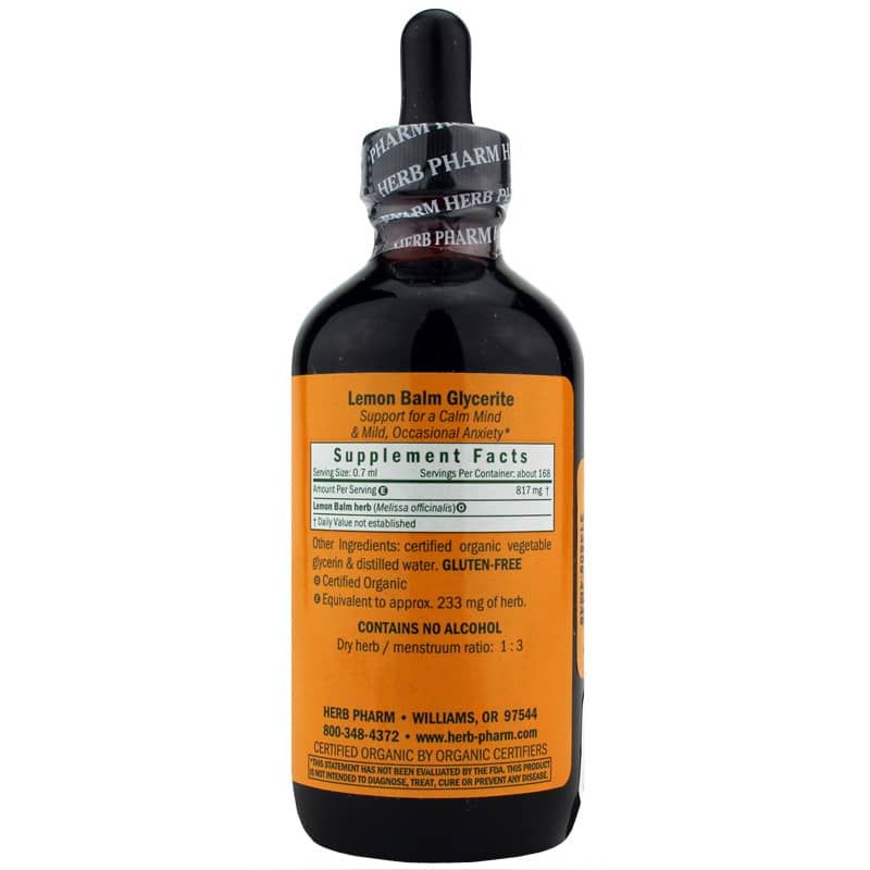 Lemon Balm Alcohol Free, 4 Oz | Мелисса не содержит спирта, 4 унции