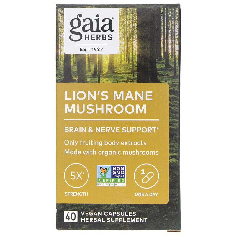 Lion's Mane Mushroom Brain &amp; Nerve Support, 40 Vegan Capsules | Гриб львиная грива поддержка мозга и нервов, 40 веганских капсул