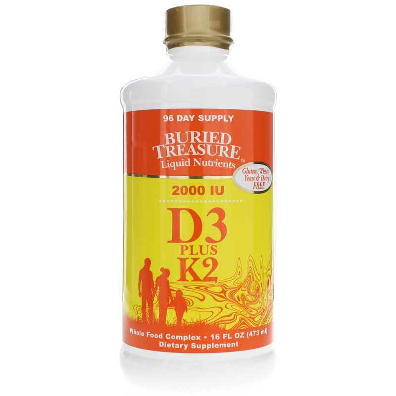 Liquid Vitamin D3 2000 IU Plus K2, 16 Oz | Рідкий вітамін D3 2000 МО плюс K2, 16 унцій