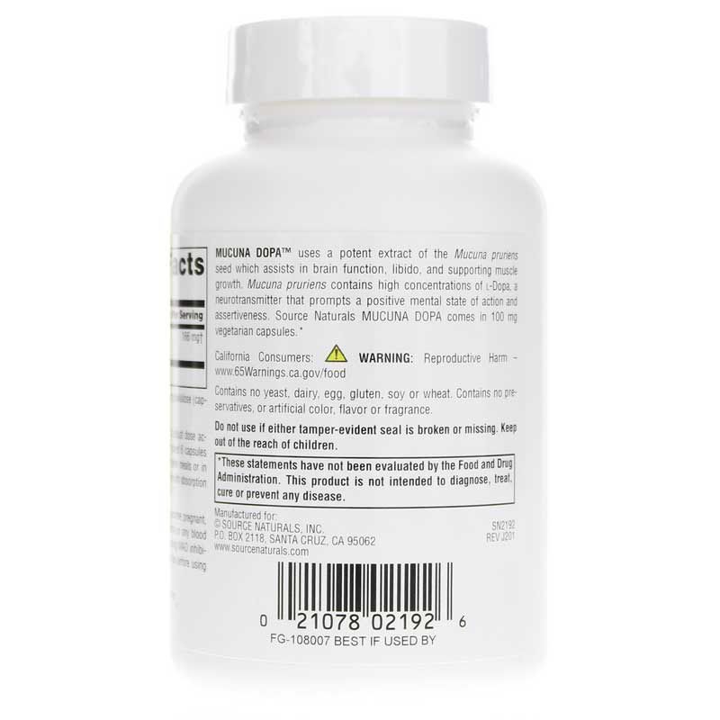 Mucuna Dopa 100 Mg, Source Naturals, 120 Veg Capsules | Мукуна допа 100 мг, source naturals, 120 вегетерианских капсул