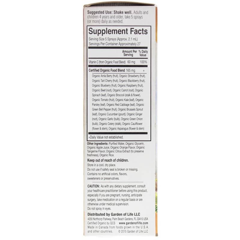 Vitamin C 60 Mg Organic Spray, Orange Tangerine | Витамин С 60 мг органический спрей, Апельсин мандарин