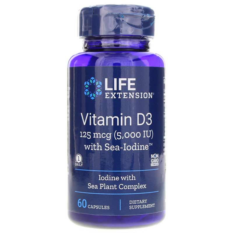 Vitamin D3 5000 IU with Sea-Iodine | Витамин D3 5000 МЕ с морским йодом