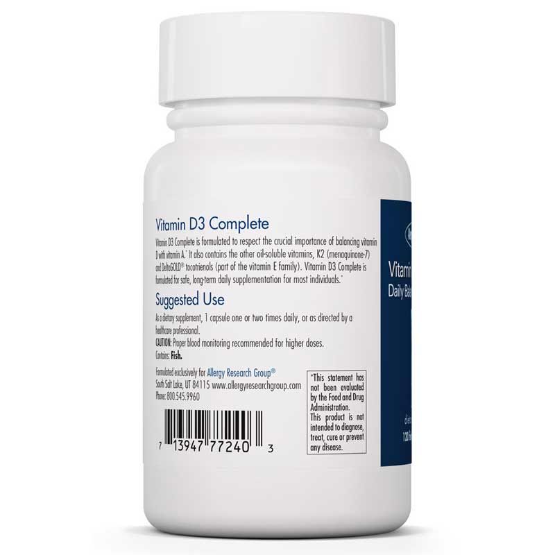 Vitamin D3 Complete Daily Balance, 120 Gel Caps | Витамин D3 полный суточный баланс, 120 гелевых капсул