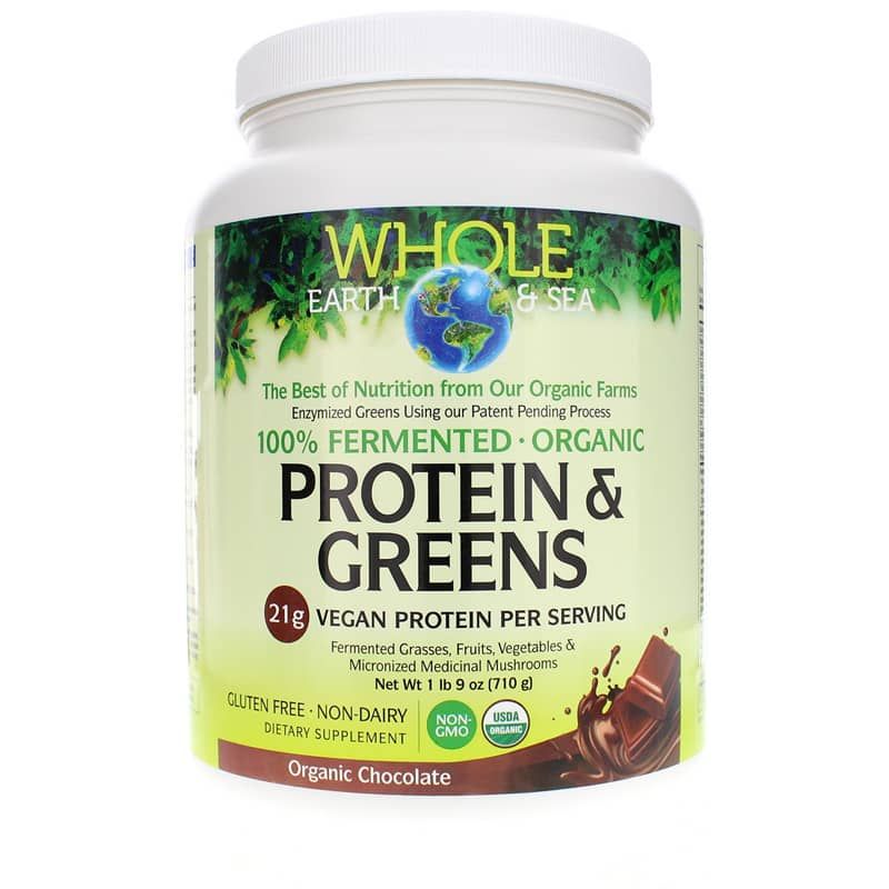 Whole Earth &amp; Sea Fermented Protein &amp; Greens, Chocolate | Цельная земля и море ферментированный белок и зелень, Шоколад